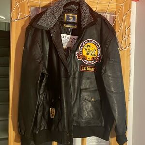 Brand New with Tags! MEN’S BUFFALO SOLDIERS LEATHER BLACK JACKET, SZ 3X